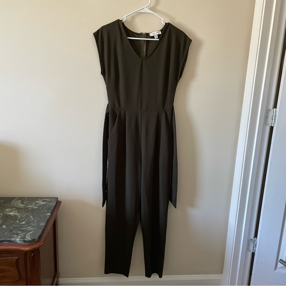 She + Sky jumpsuit, size small, dark olive green